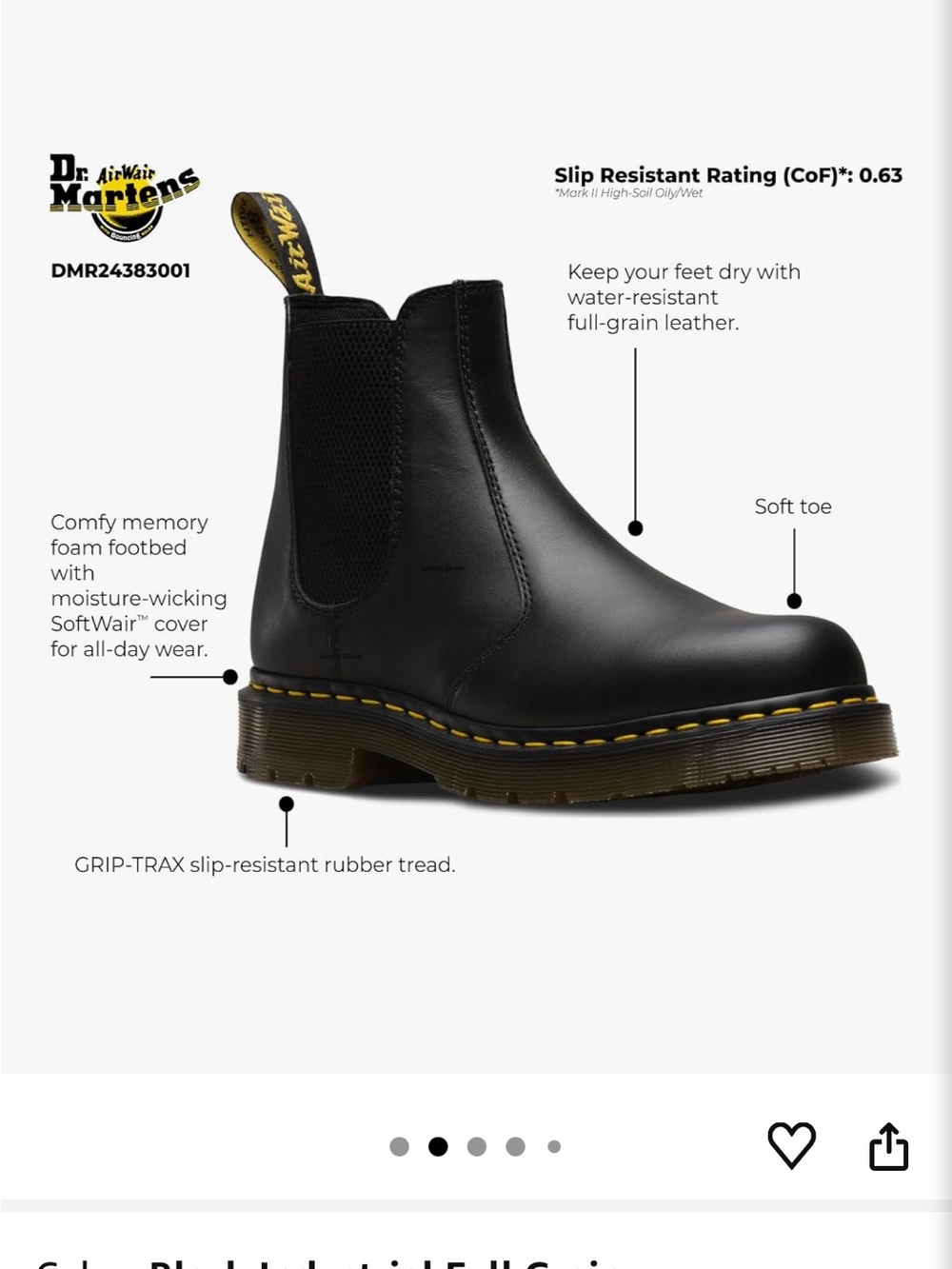 Dr. Martens Anti Slip Chelsea Ankle Boots Unisex Adult 2976 Sr - Picture 7 of 8